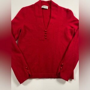 Neiman Marcus 100% Cashmere Red V-Neck Sweater | Vintage Y2K | Holiday Classic